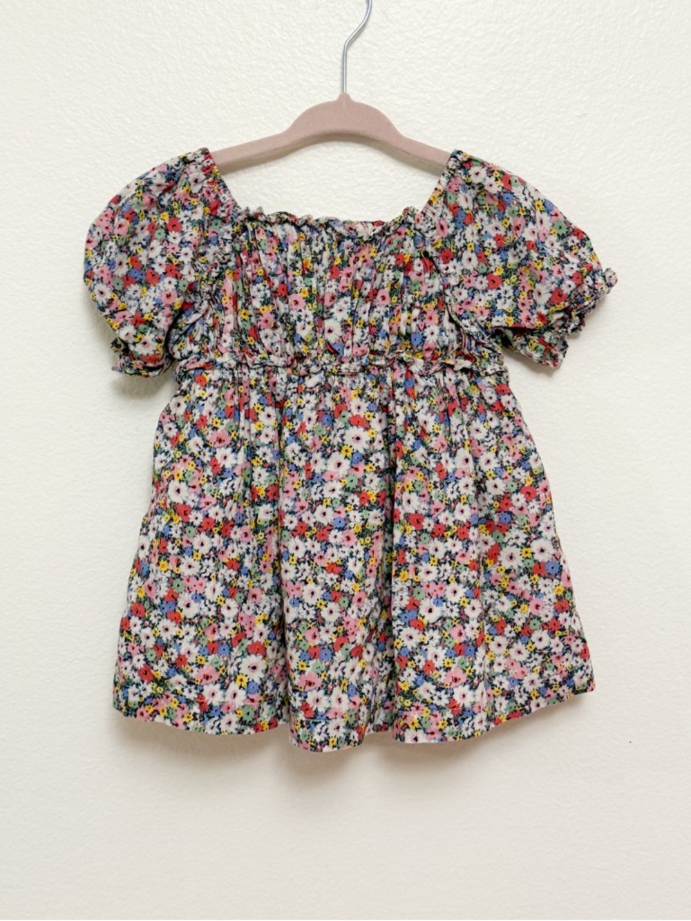 GAP Baby Floral Puff Sleeve Dress with Multicolor Floral Print